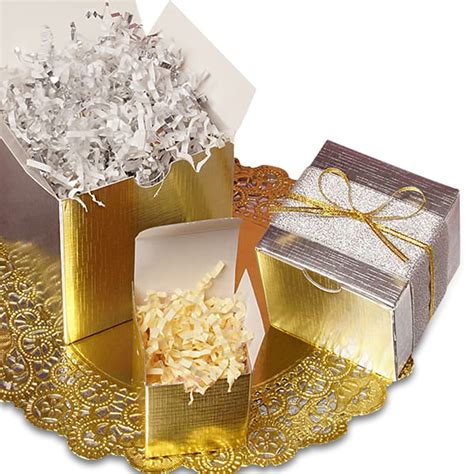 white metallic gift box|Metallic White Box .